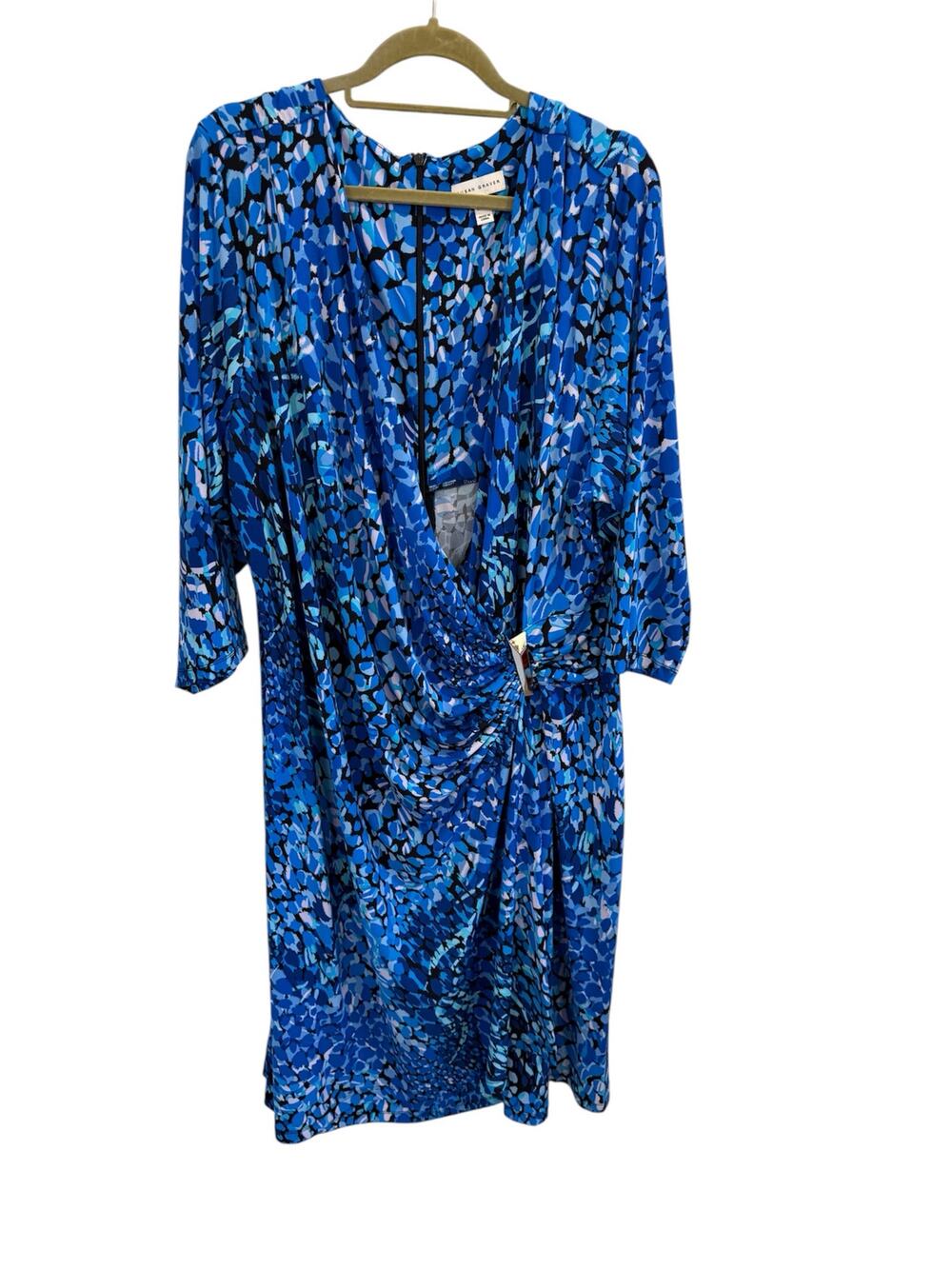 Susan Graver 4X Stretch Jersey Faux Wrap Career Liquid Knit Dress Silver Buckle